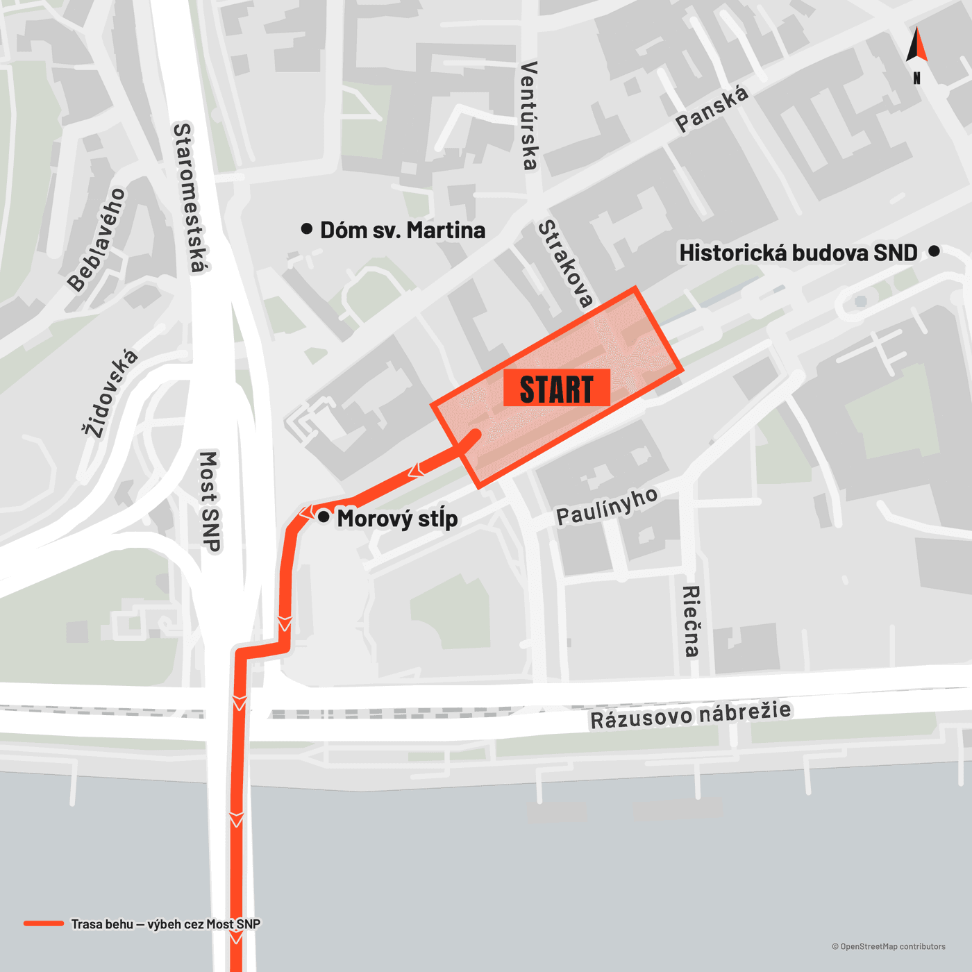 ŠTART · HVIEZDOSLAVOVO NÁMESTIE, BRATISLAVA — VÝBEH CEZ MOST SNP